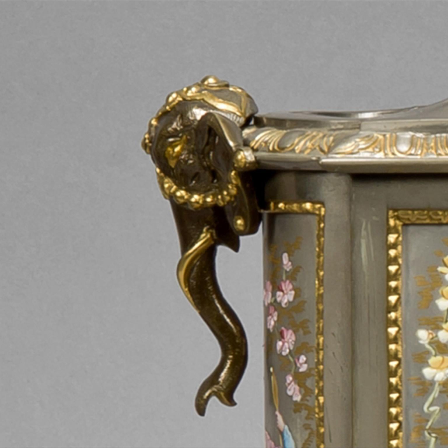 19th Century Fine Napoléon III Gilt-Bronze Mounted Porcelain Clock Garniture, circa 1870 For Sale