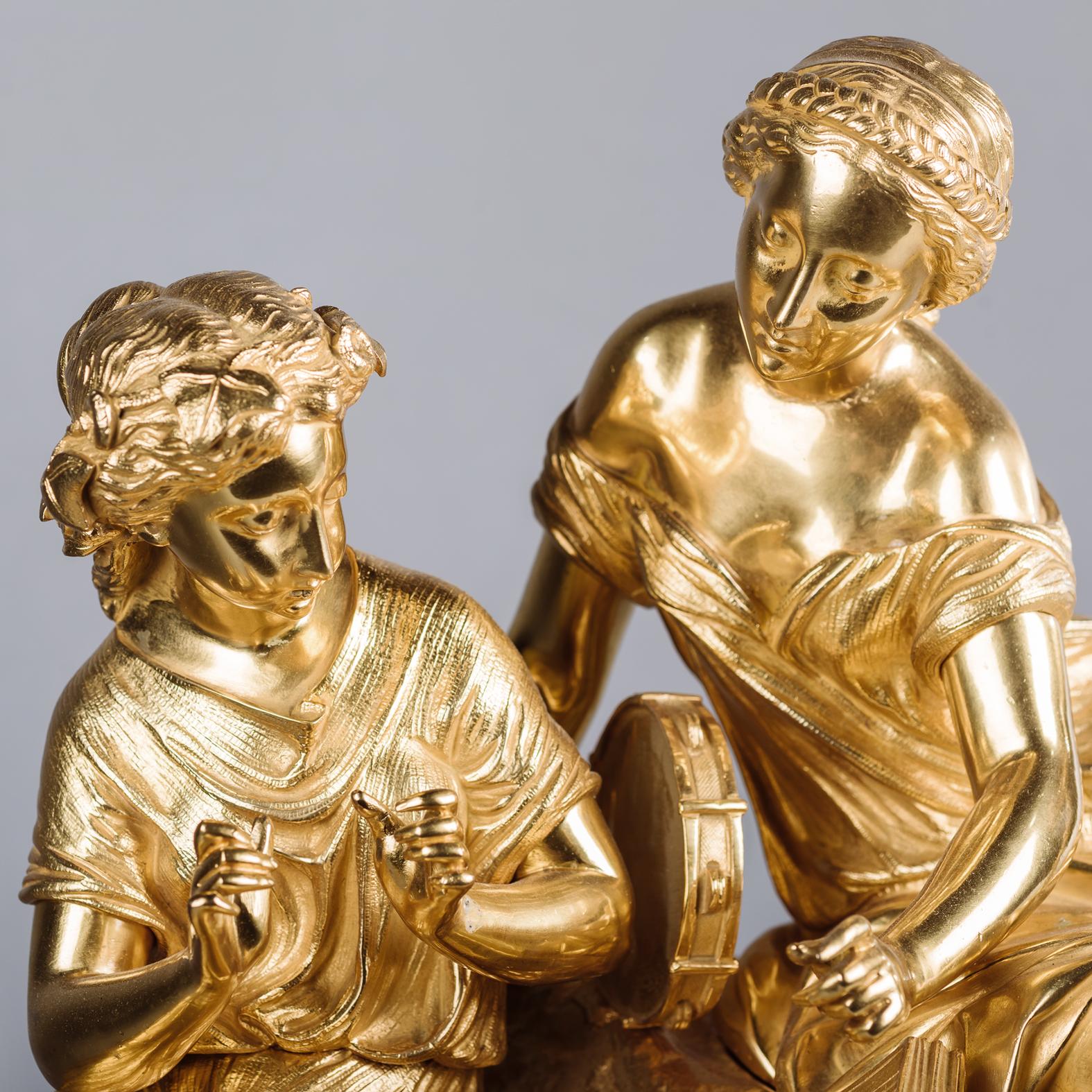 French A Fine Napoléon III Gilt-Bronze Three Piece Clock Garniture For Sale