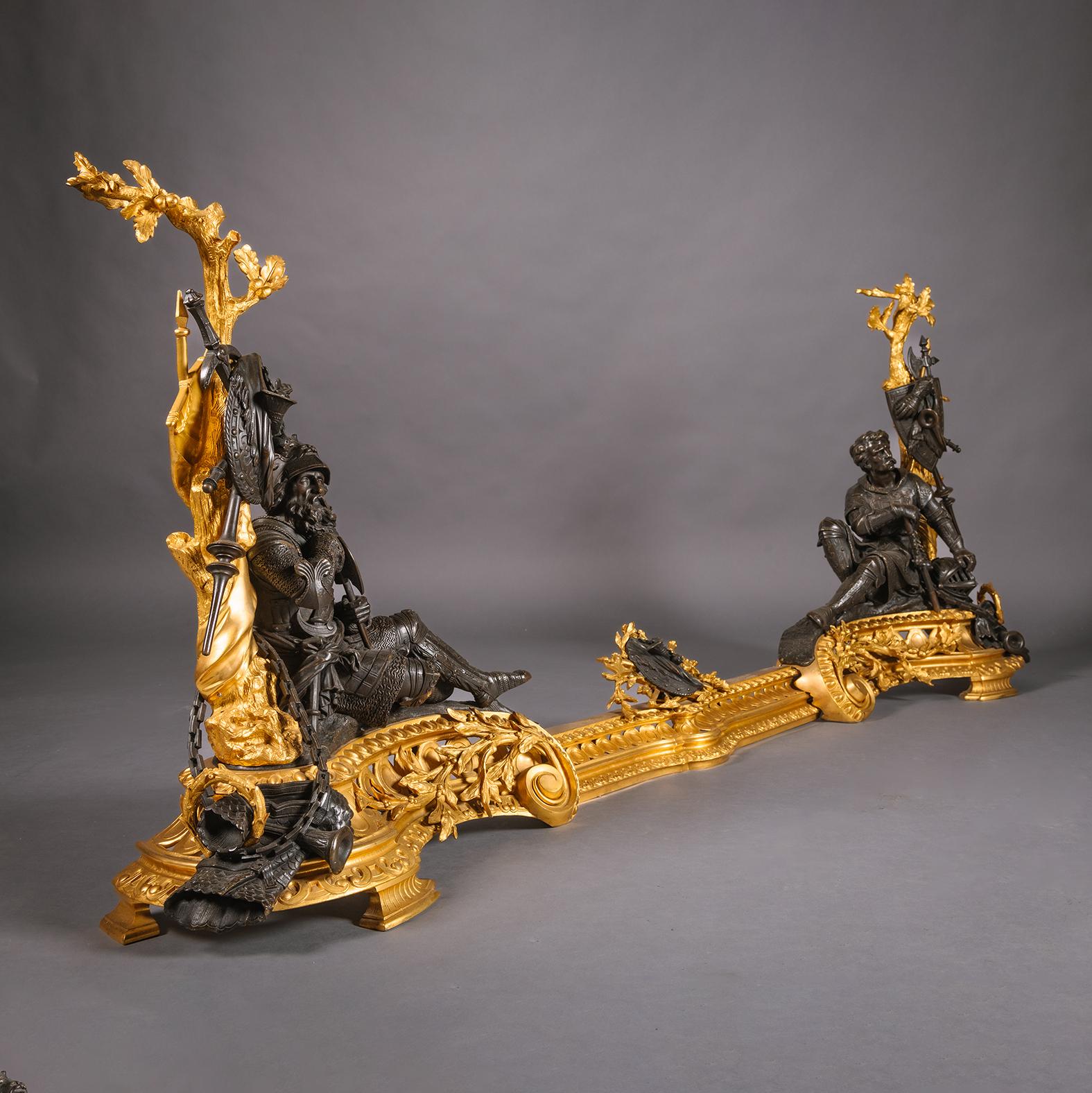 French A Fine Napoleon III Period Gilt and Patinated Bronze Fender For Sale