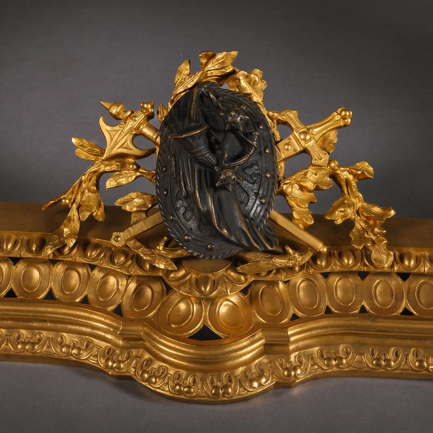 A Fine Napoleon III Period Gilt and Patinated Bronze Fender For Sale 1