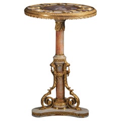 Fina mesa de ónice y porcelana estilo Napoléon III de Sèvres