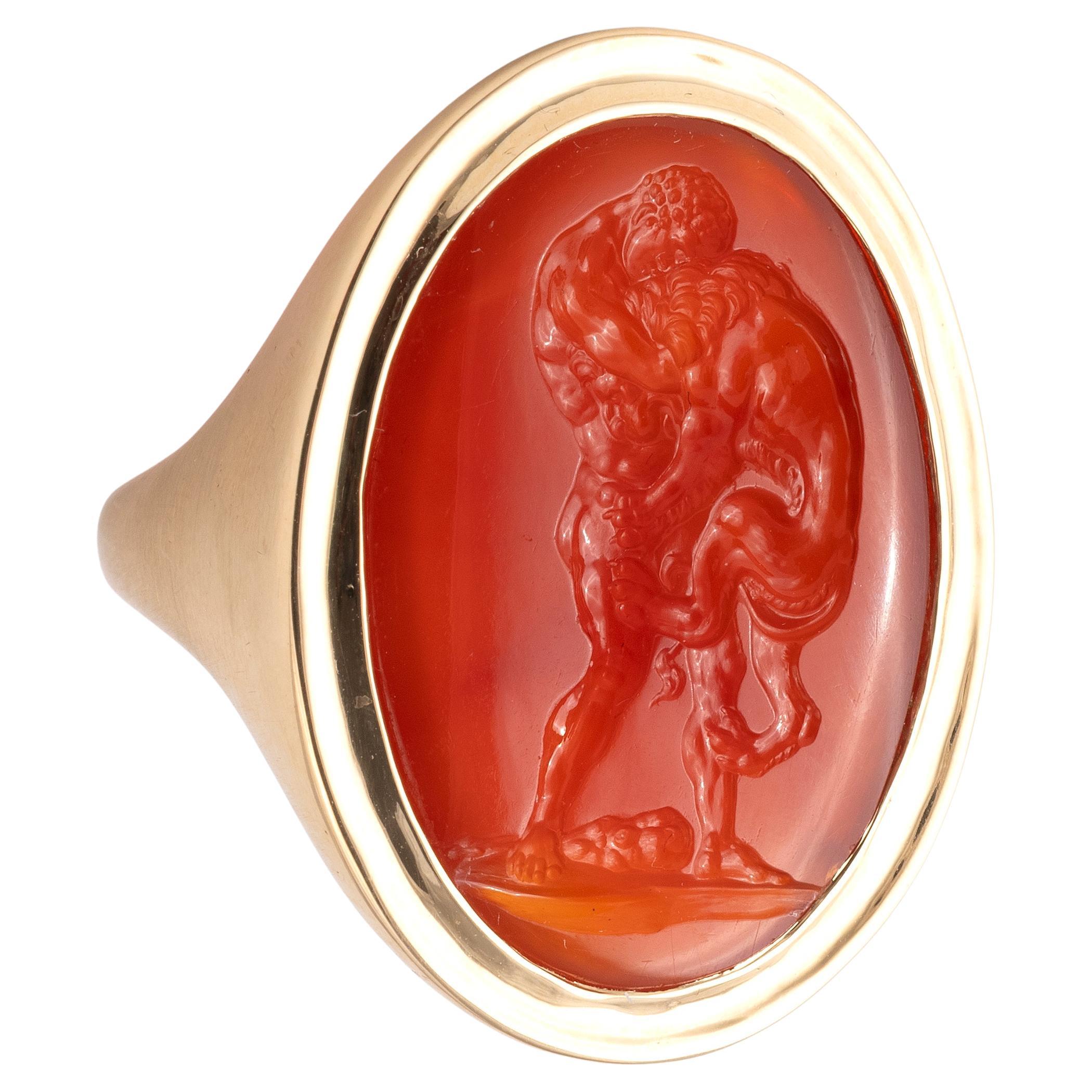 A Neoclassical Carnelian Intaglio depicting Hercules fighting the Lion