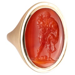 A Neoclassical Carnelian Intaglio depicting Hercules fighting the Lion