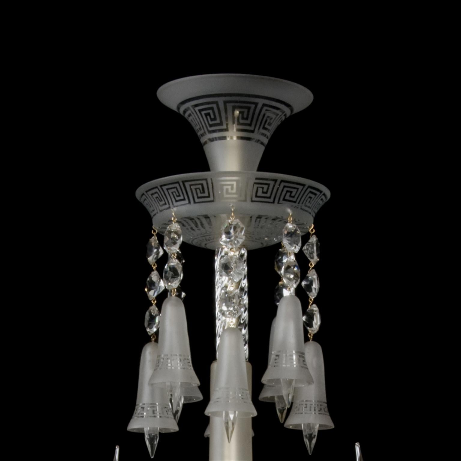 Neoclassico Raffinato lampadario di cristallo neoclassico a otto luci di Baccarat, circa 1890 in vendita
