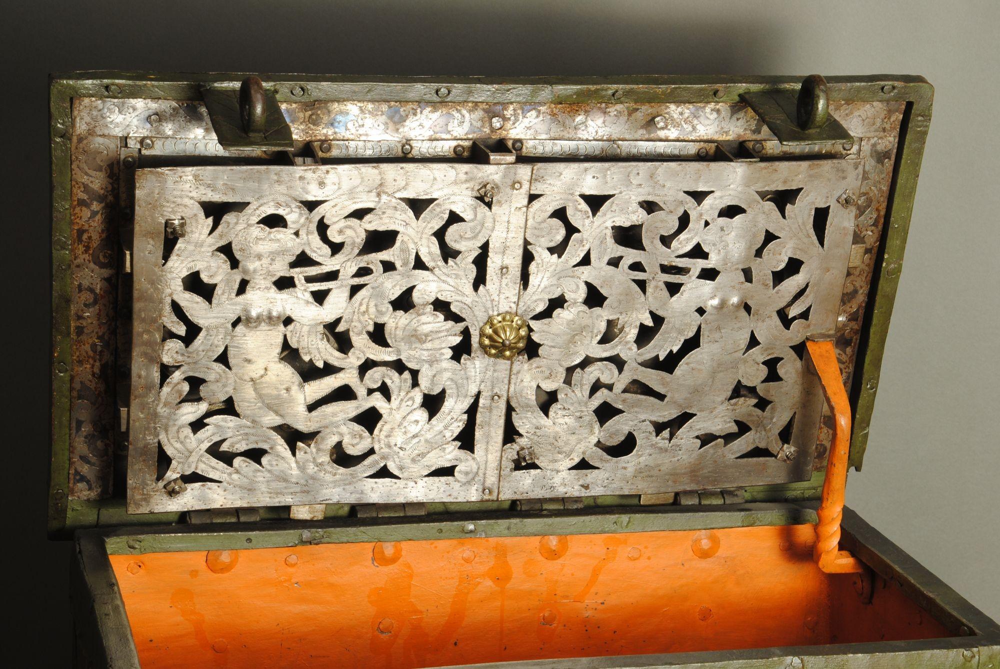 18th Century and Earlier A Fine of a 17th Century Painted Armada Chest For Sale