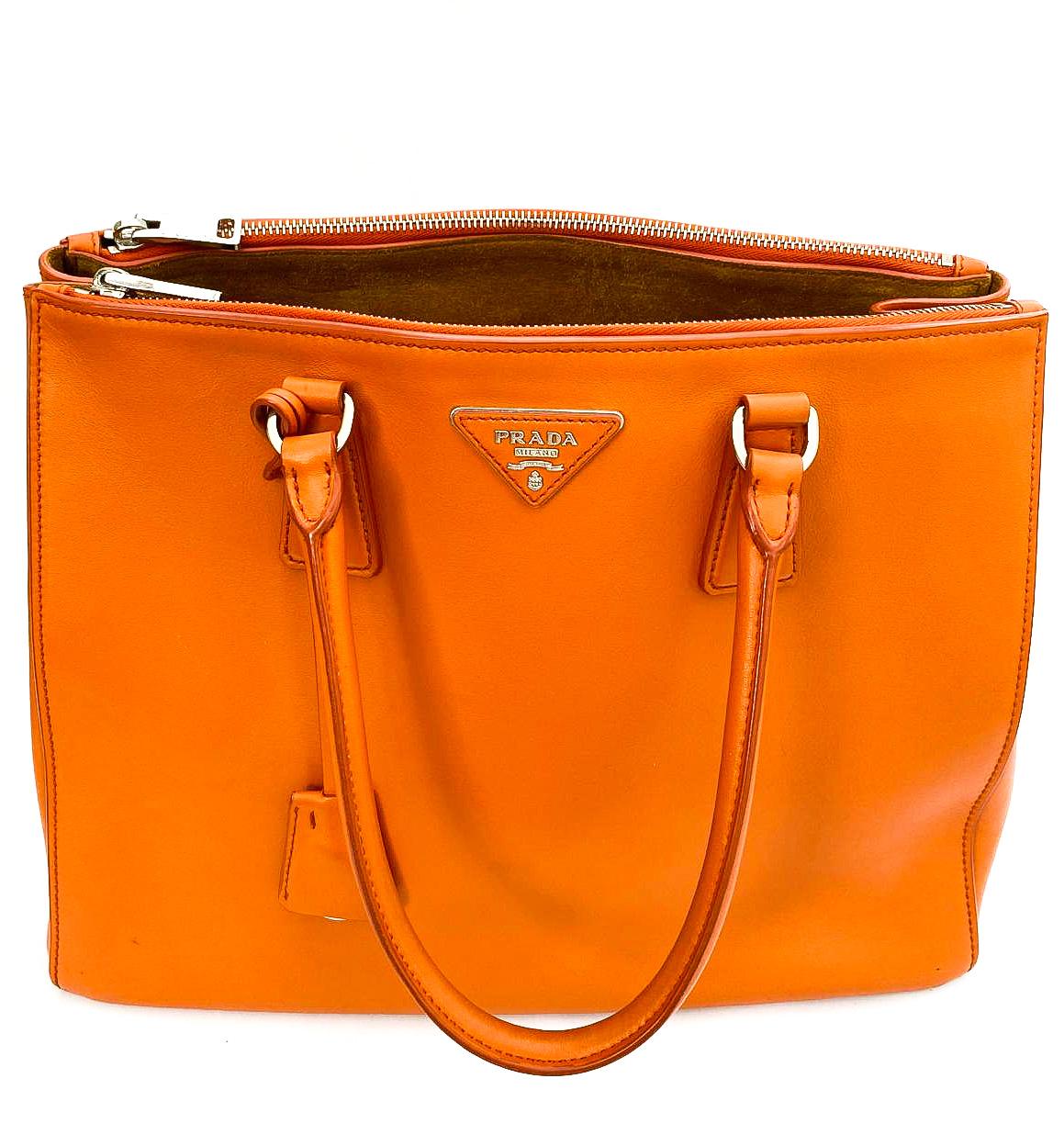 A fine orange leather 'Galleria' handbag, Prada, Italy, 2016 In Excellent Condition In Greyabbey, County Down