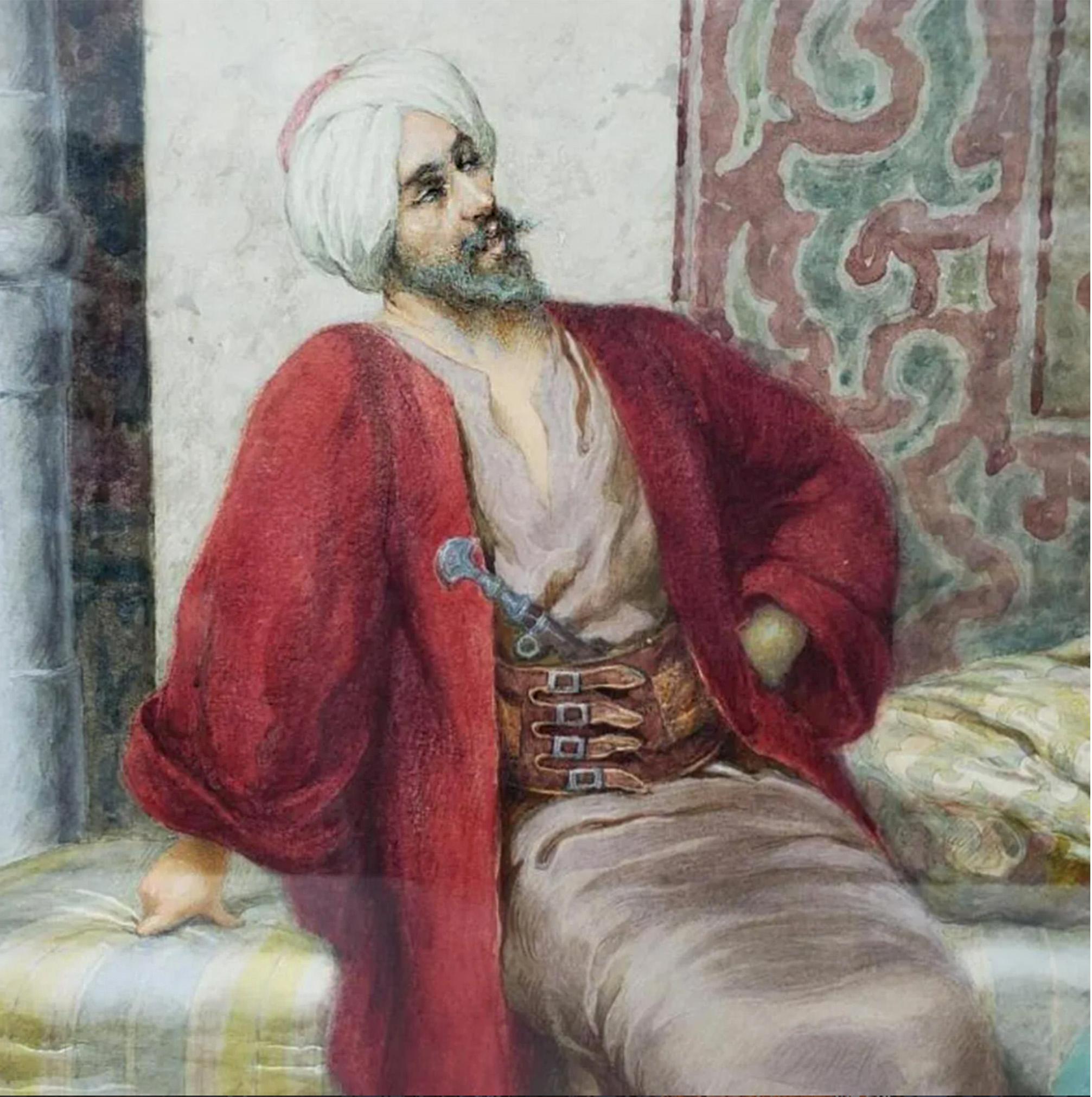 Italian Fine Orientalist Watercolor by Giuseppe Aureli