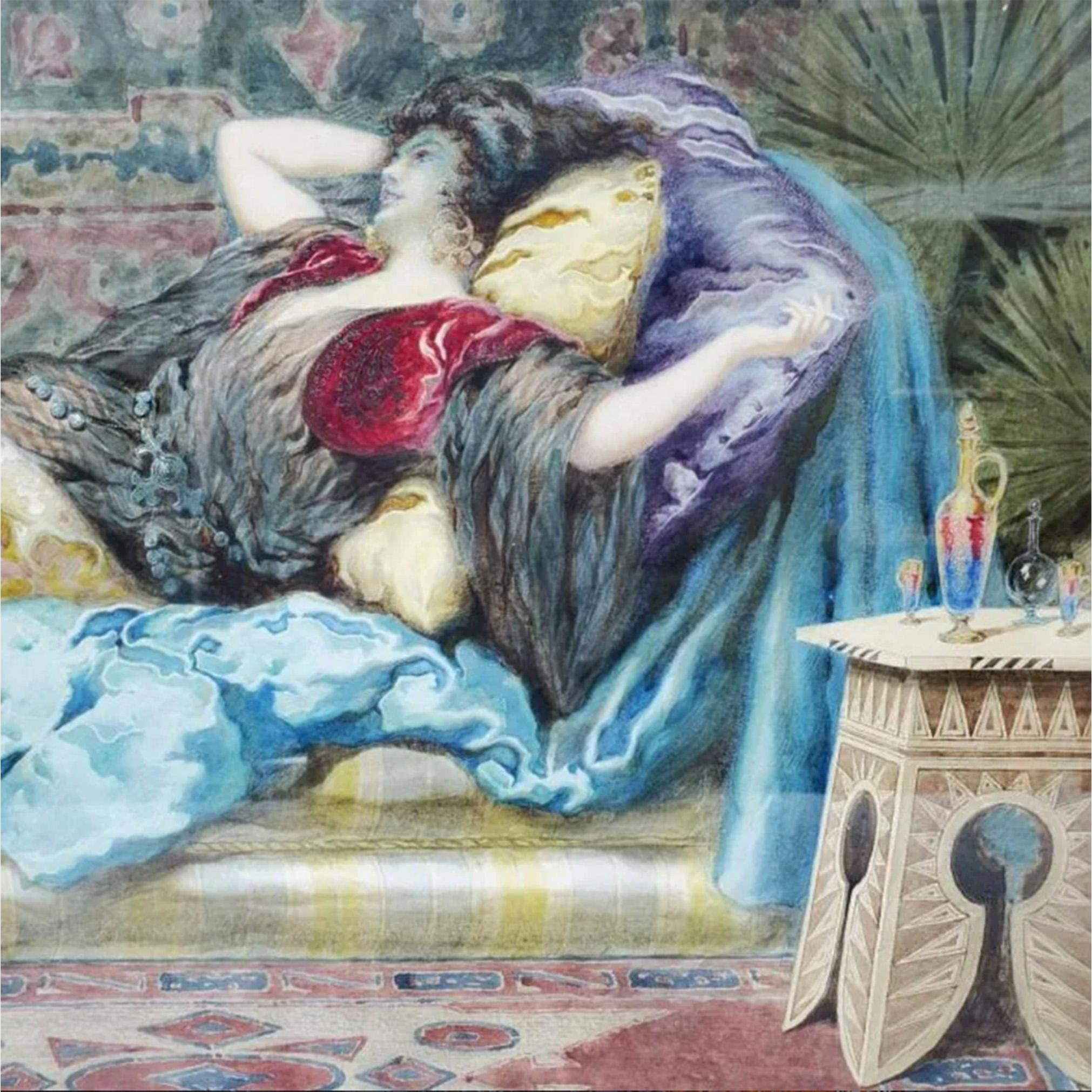 Hand-Painted Fine Orientalist Watercolor by Giuseppe Aureli