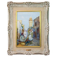 Used Fine Orientalist Watercolor Painting a Carpet Merchant by Eugene Louis Lami