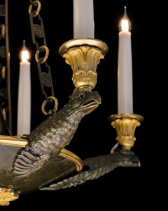 A Fine Ormolu And Bronze Empire Chandelier