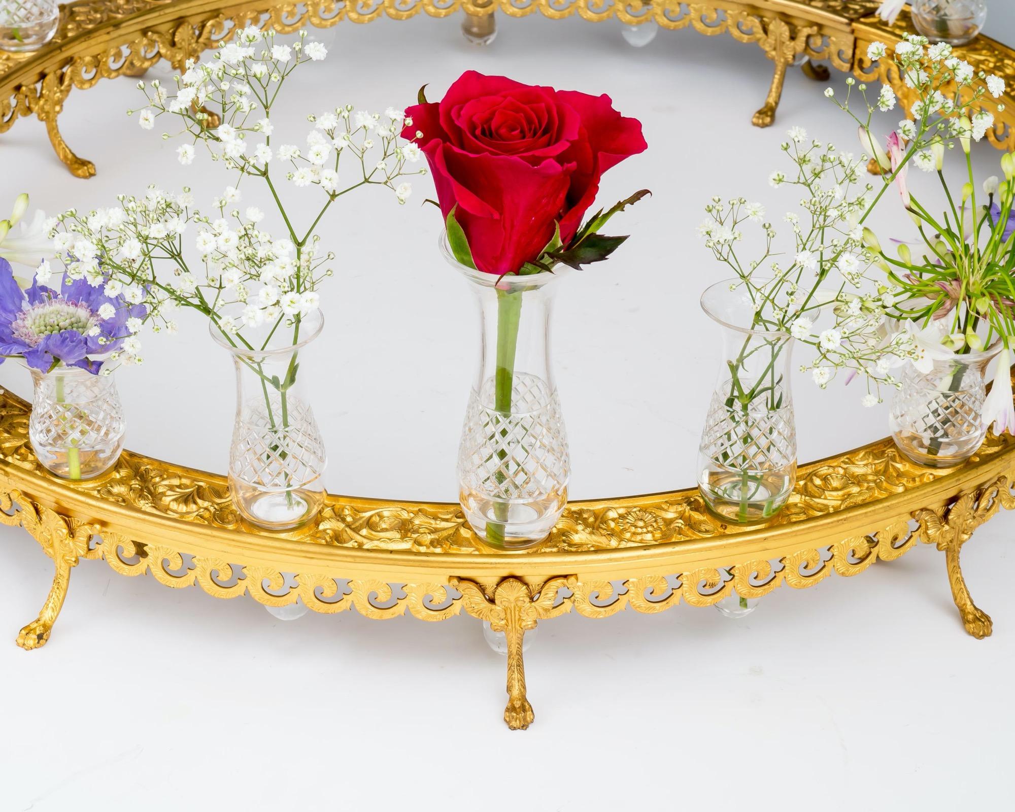 Fine Ormolu & Cut Crystal Circular Form Flower Epergne by F&C Osler In Good Condition For Sale In Steyning, West sussex