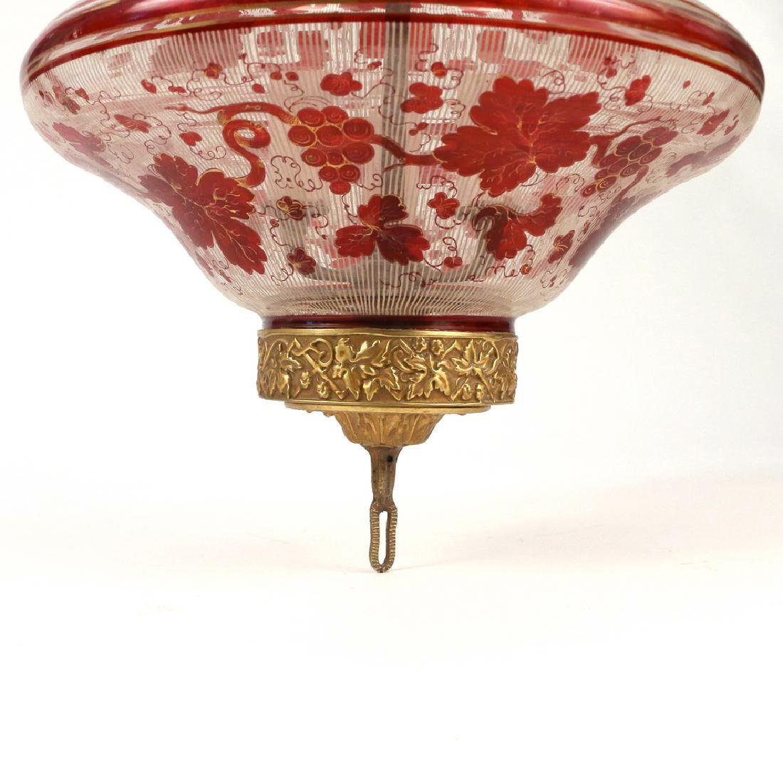 19th Century Fine Ormolu-Mounted Bohemian Enameled Glass Hanging Fixture For Sale