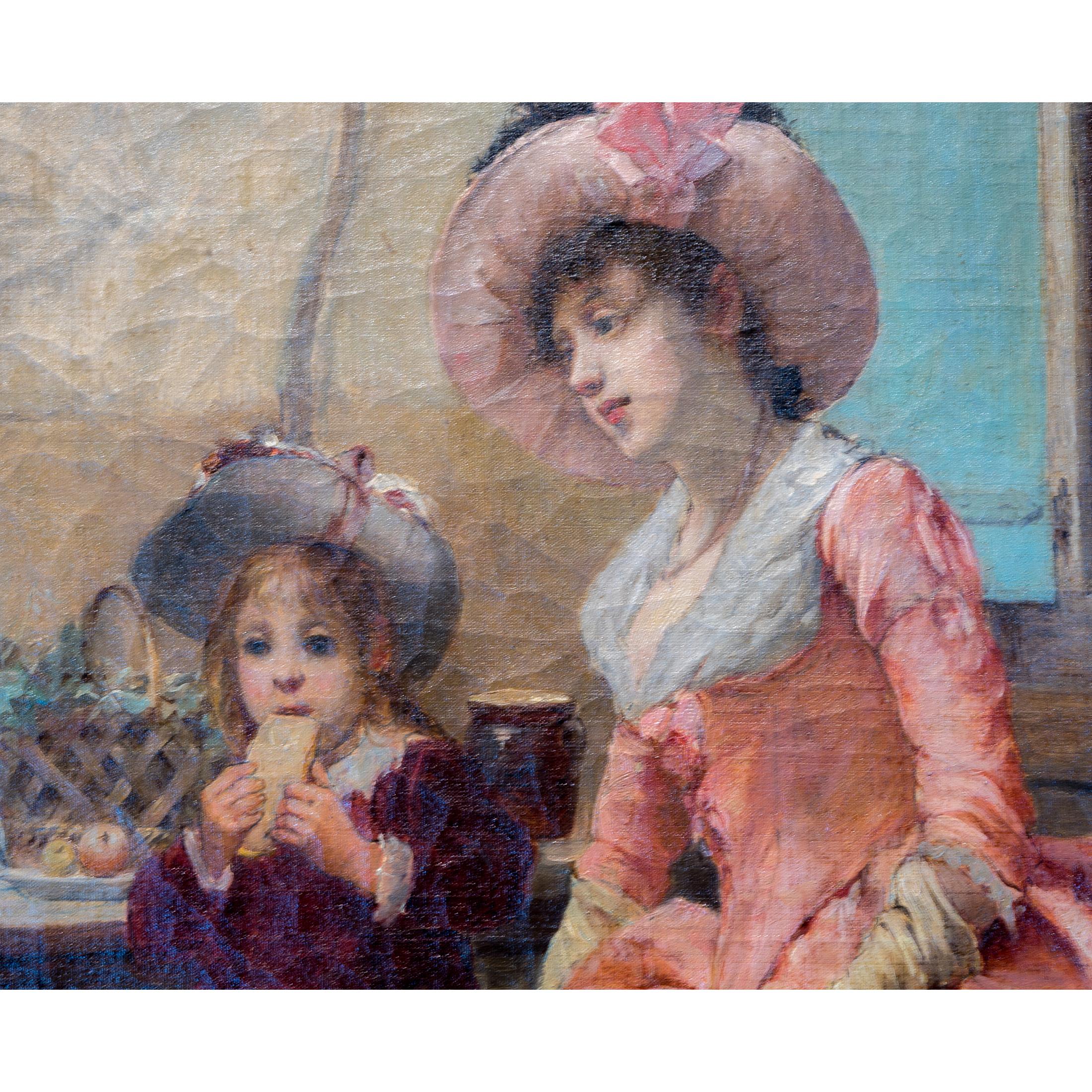 Fine Painting of Women and Children by Émile Auguste Pinchart In Good Condition In New York, NY