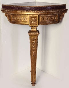 A Fine Pair of 18th Century North Italian Encoignures with Porphyry Marble Top