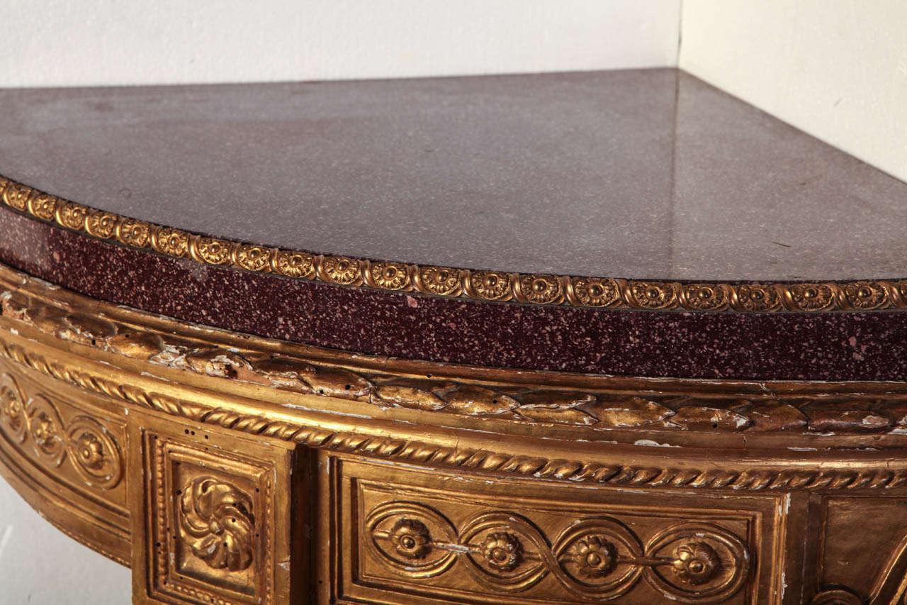 A Fine Pair of 18th Century North Italian Encoignures with Porphyry Marble Top For Sale 1