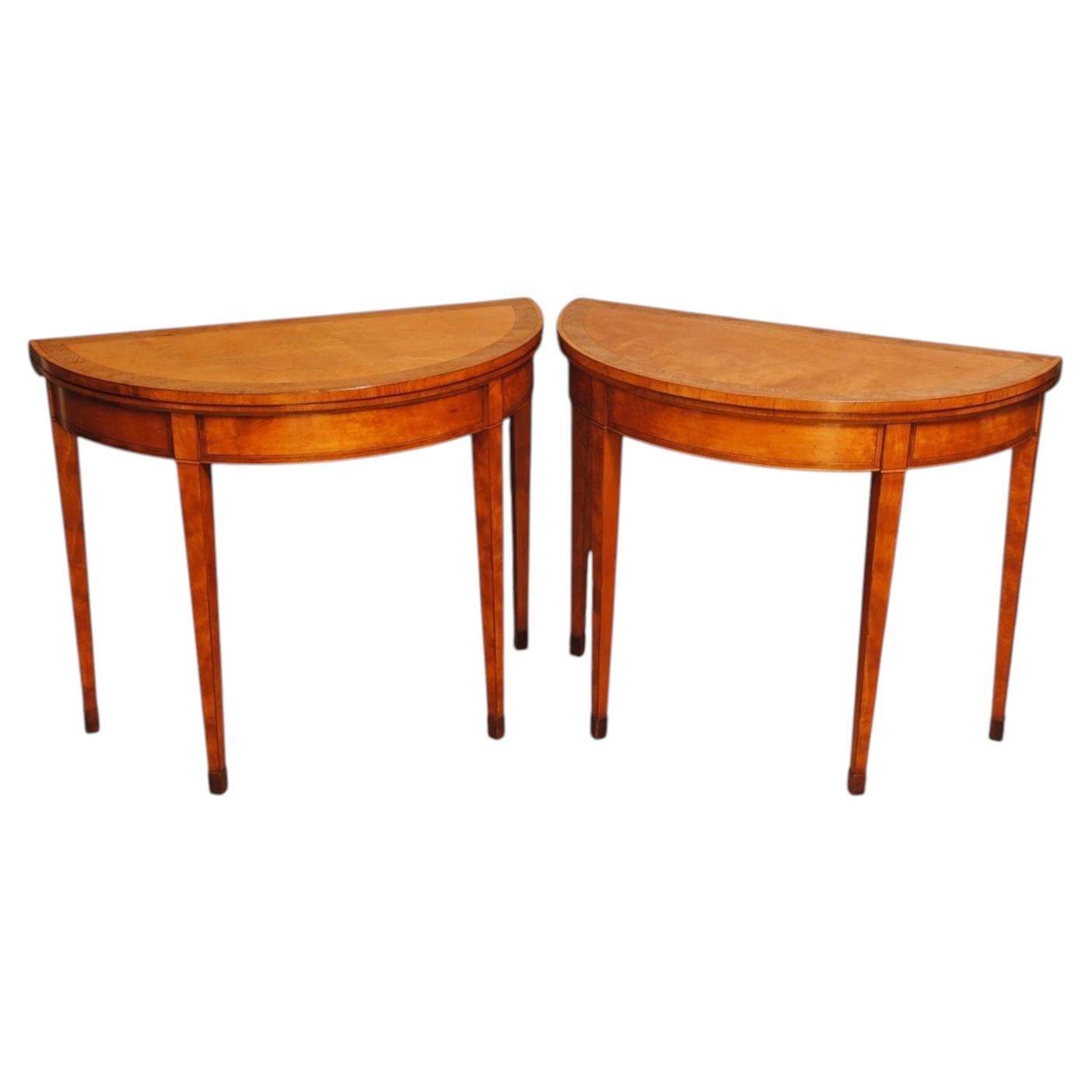 A Fine Pair Of 18th Century Satinwood Card Tables