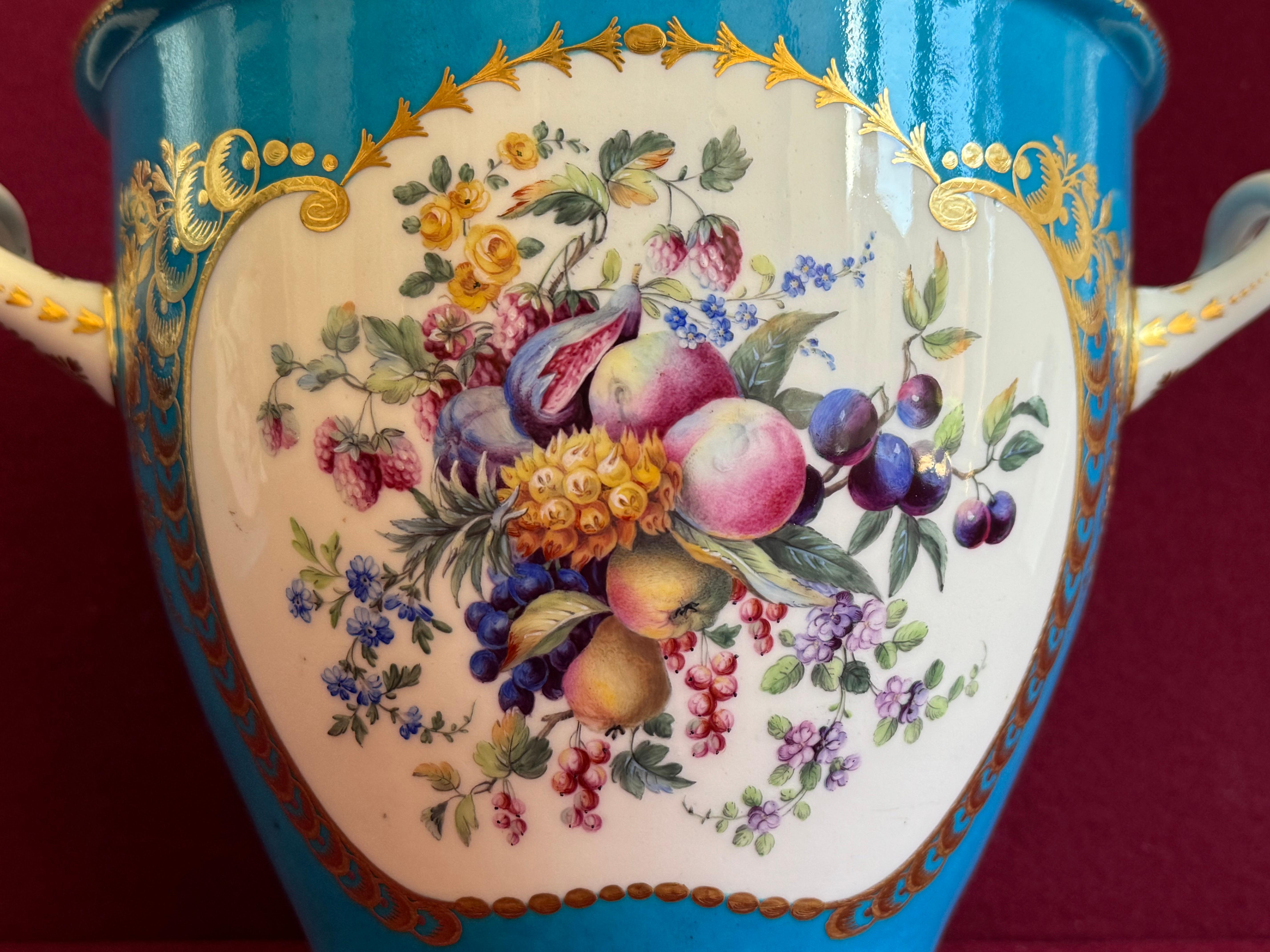 Fina pareja de enfriadores de botellas de porcelana de pasta blanda de Sèvres del siglo XVIII Porcelana en venta
