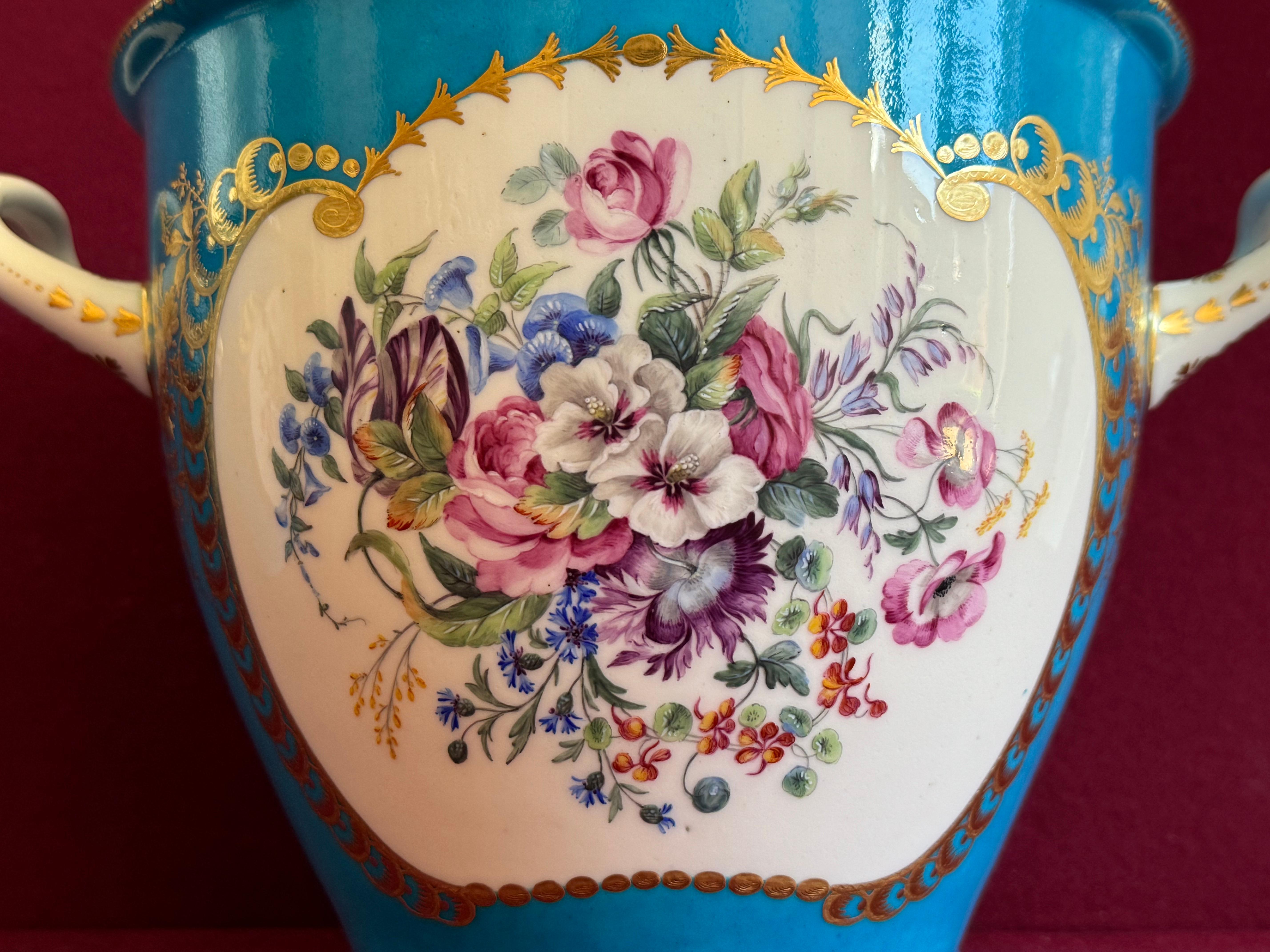 Fina pareja de enfriadores de botellas de porcelana de pasta blanda de Sèvres del siglo XVIII en venta 1