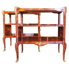 A fine pair of 19th c French Louis XVI and gilt bronze mounted serving tables