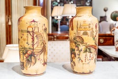 Fine Pair of 19th C French Porcelain Vases with Hand Painted Chinese Figures