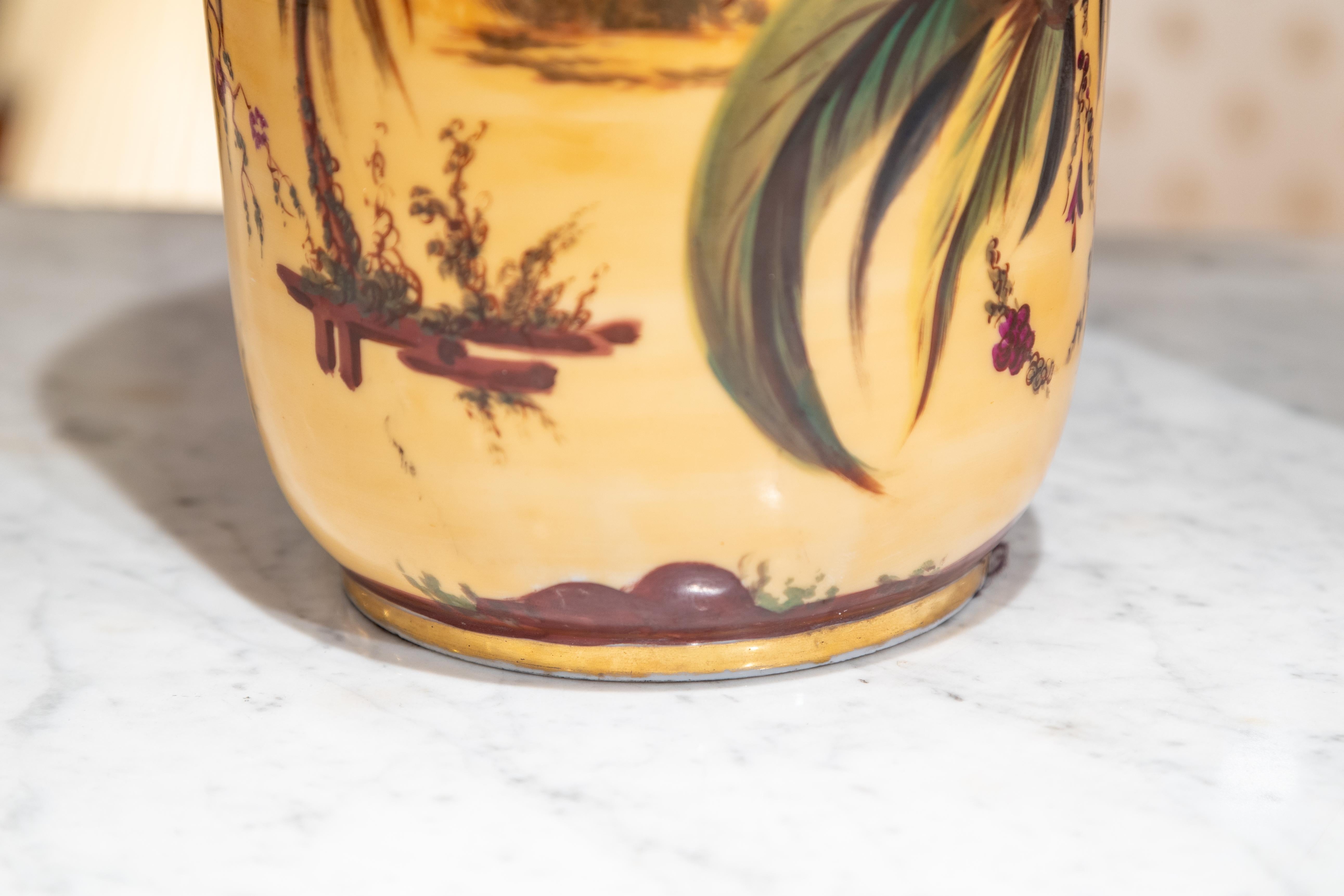 Hand-Painted Fine Pair of 19th C French Porcelain Vases with Hand Painted Chinese Figures For Sale