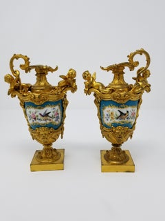 Fine 19th Century French Sèvres Style Porcelain & Doré Bronze-Mounted Ewers