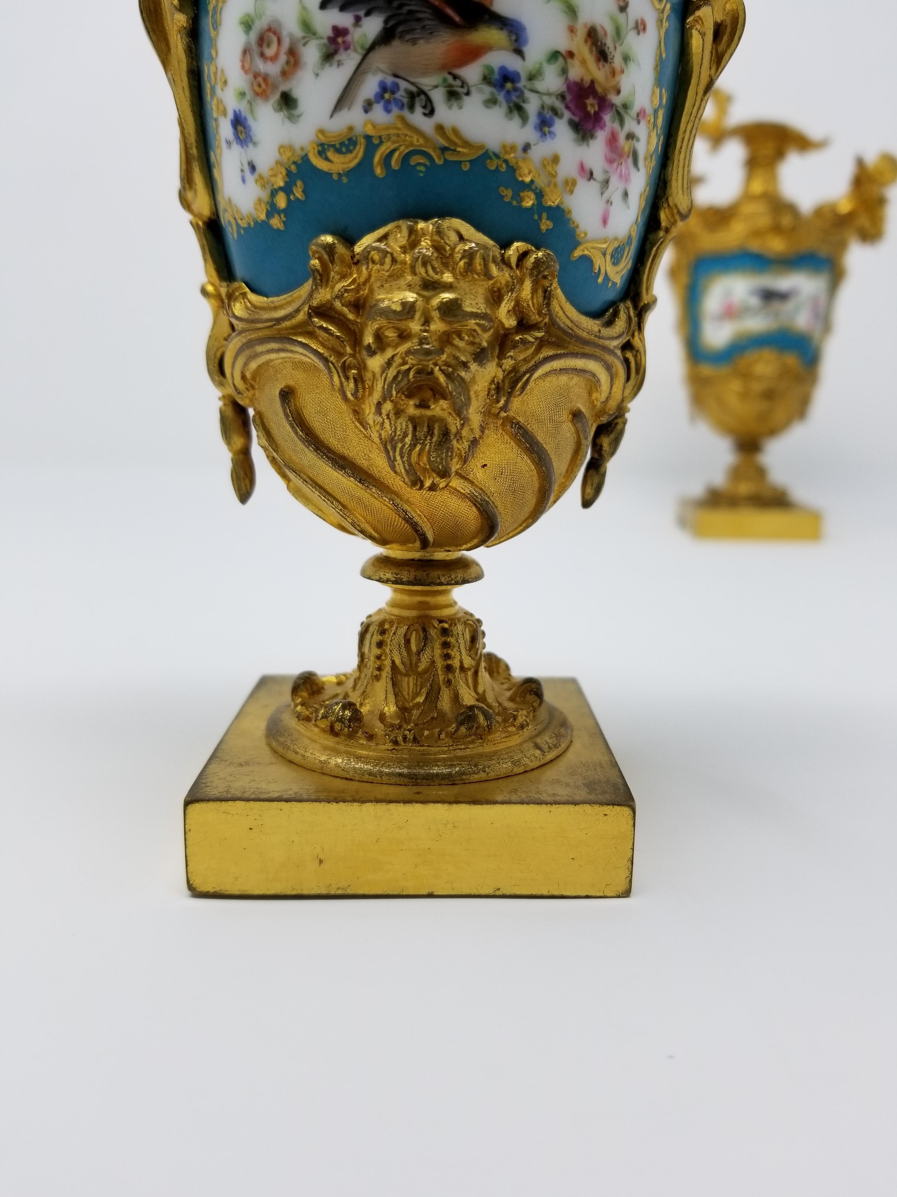 Mid-19th Century Fine 19th Century French Sèvres Style Porcelain & Doré Bronze-Mounted Ewers For Sale
