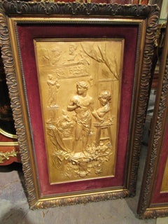 Fine Pair of 19th C Gilt Bronze Relief Plaques by Karl Sterrer 'Austrian 1844'