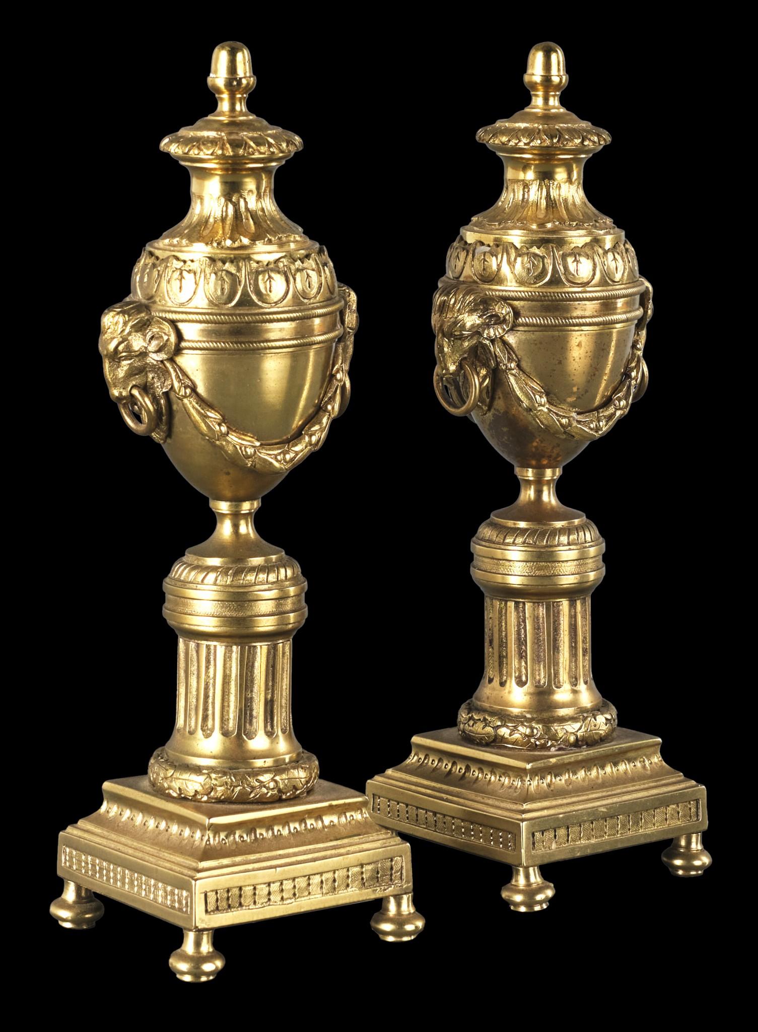 Neoclassical Revival A Fine Pair of 19th C. Neoclassical Style Gilt Bronze Cassolettes / Candlesticks For Sale