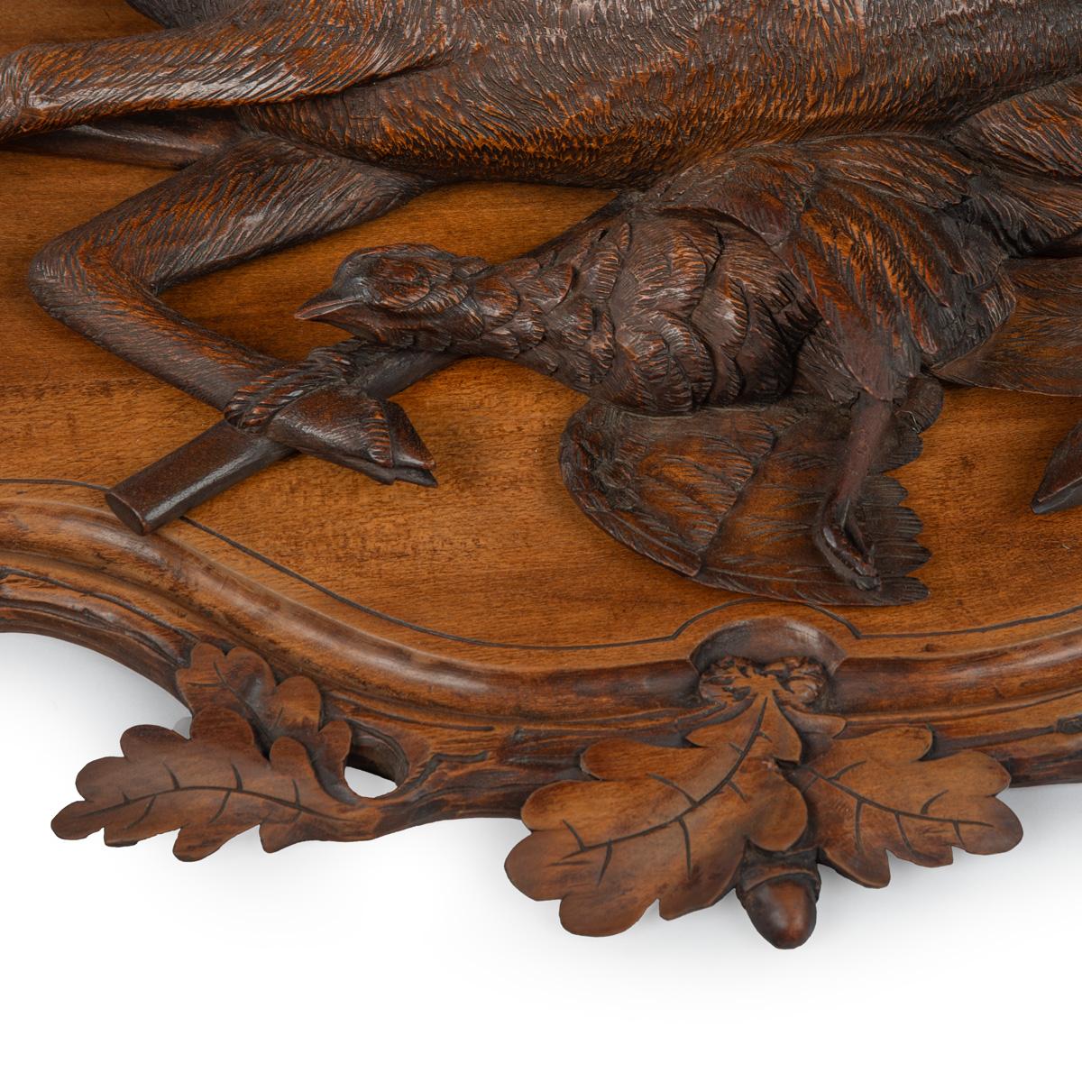 A fine pair of 19th century Black Forest Walnut game plaques attributed to Johan In Good Condition For Sale In Lymington, Hampshire