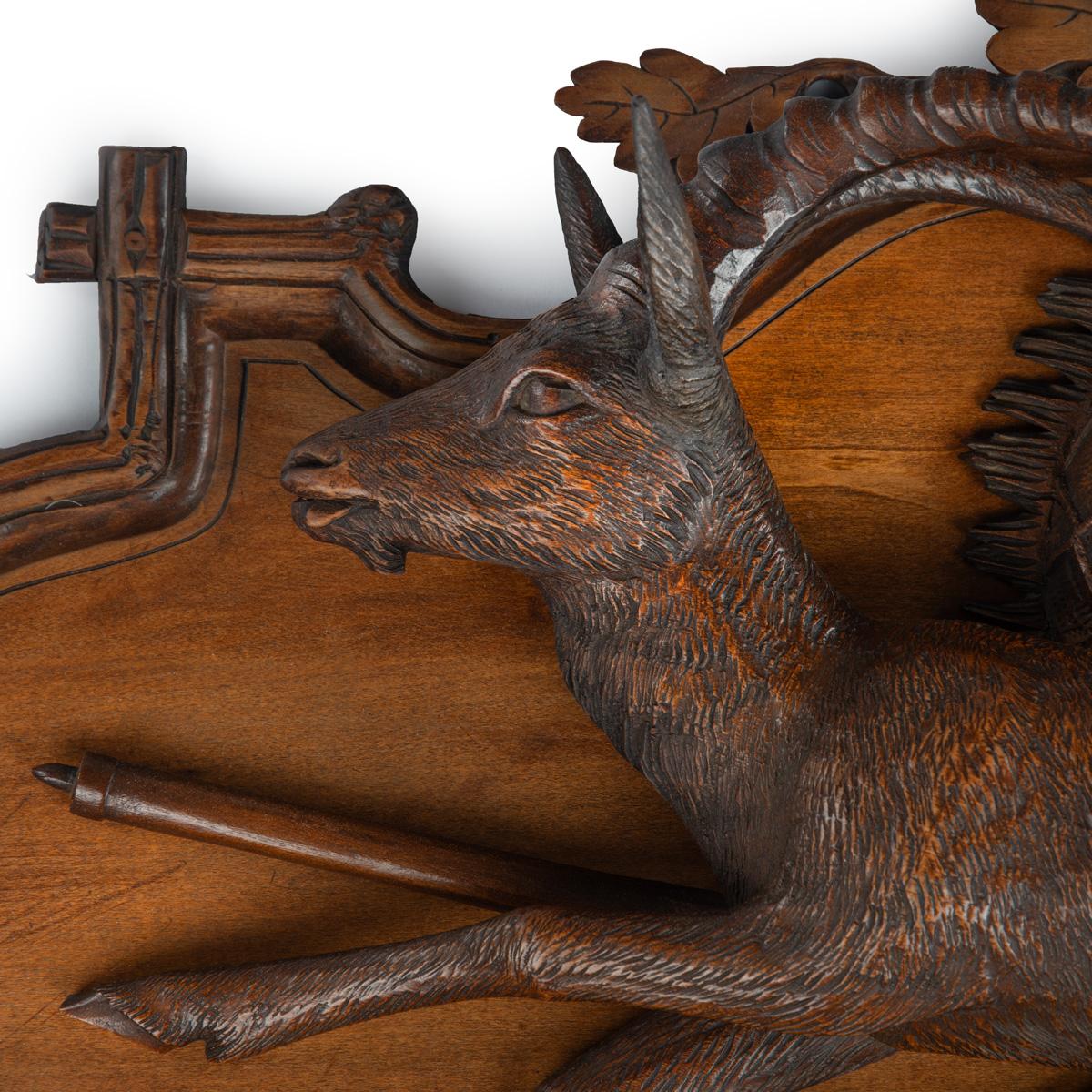 A fine pair of 19th century Black Forest Walnut game plaques attributed to Johan For Sale 1