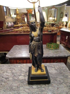 Fine Pair of 19th Century Bronze Lamps After Picault of Egyptian Figures