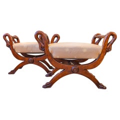 A fine pair of 19th century Empire mahogany benches