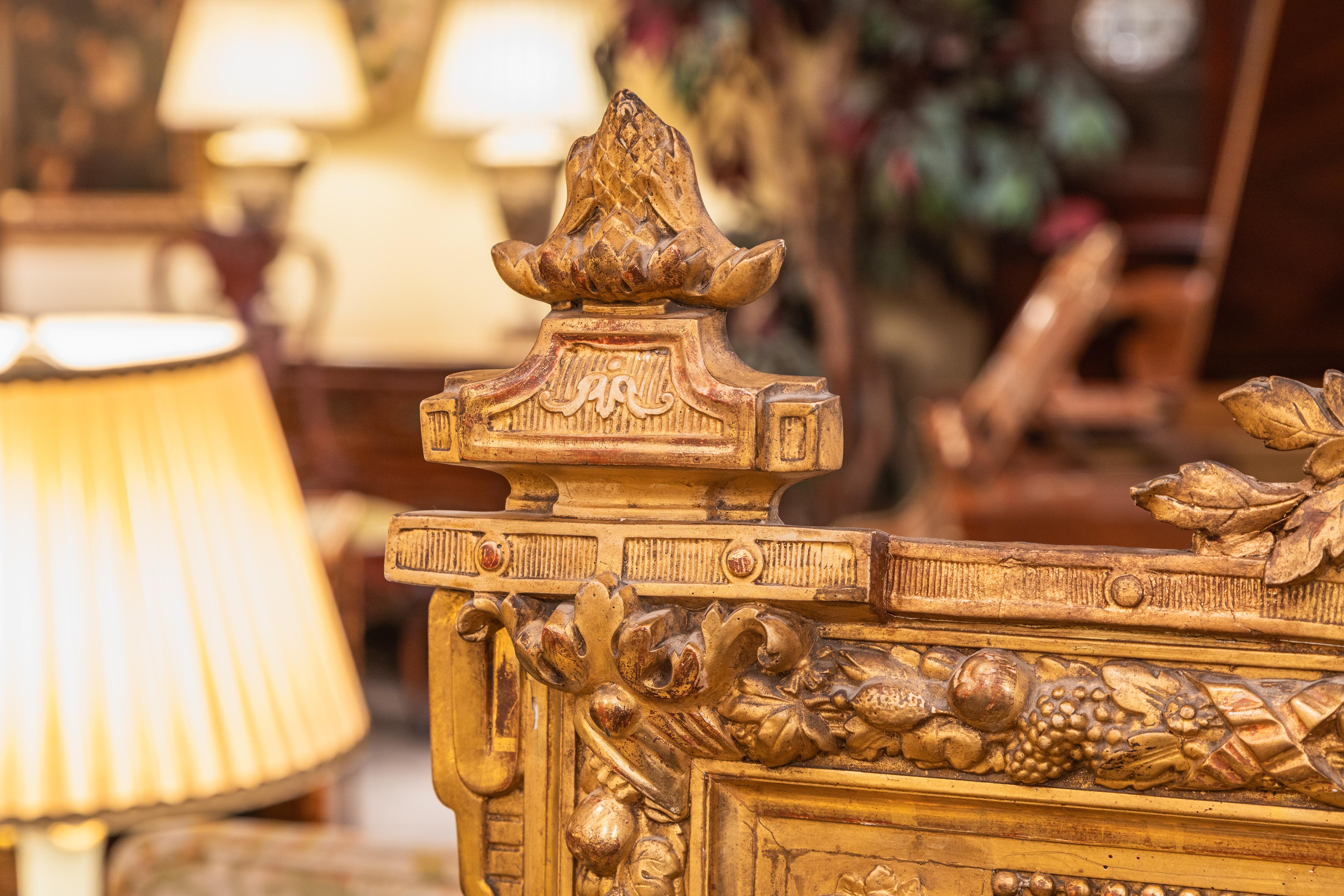 19th Century A fine pair of 19th century French Louis XVI carved and gilt mirrors .  For Sale