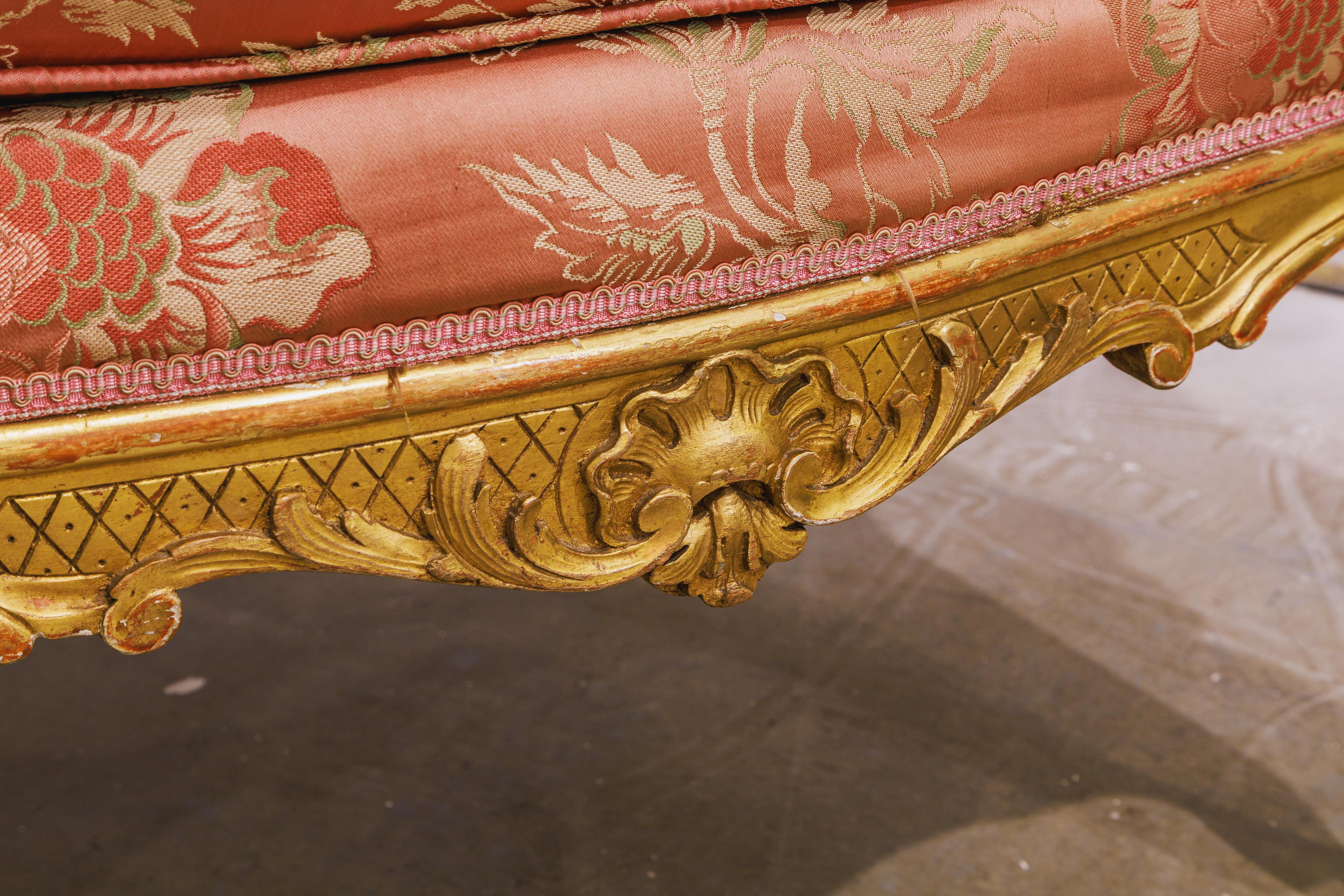 Hand-Carved A fine pair of 19th century French  Louis XVI  gilt carved large wing chairs For Sale