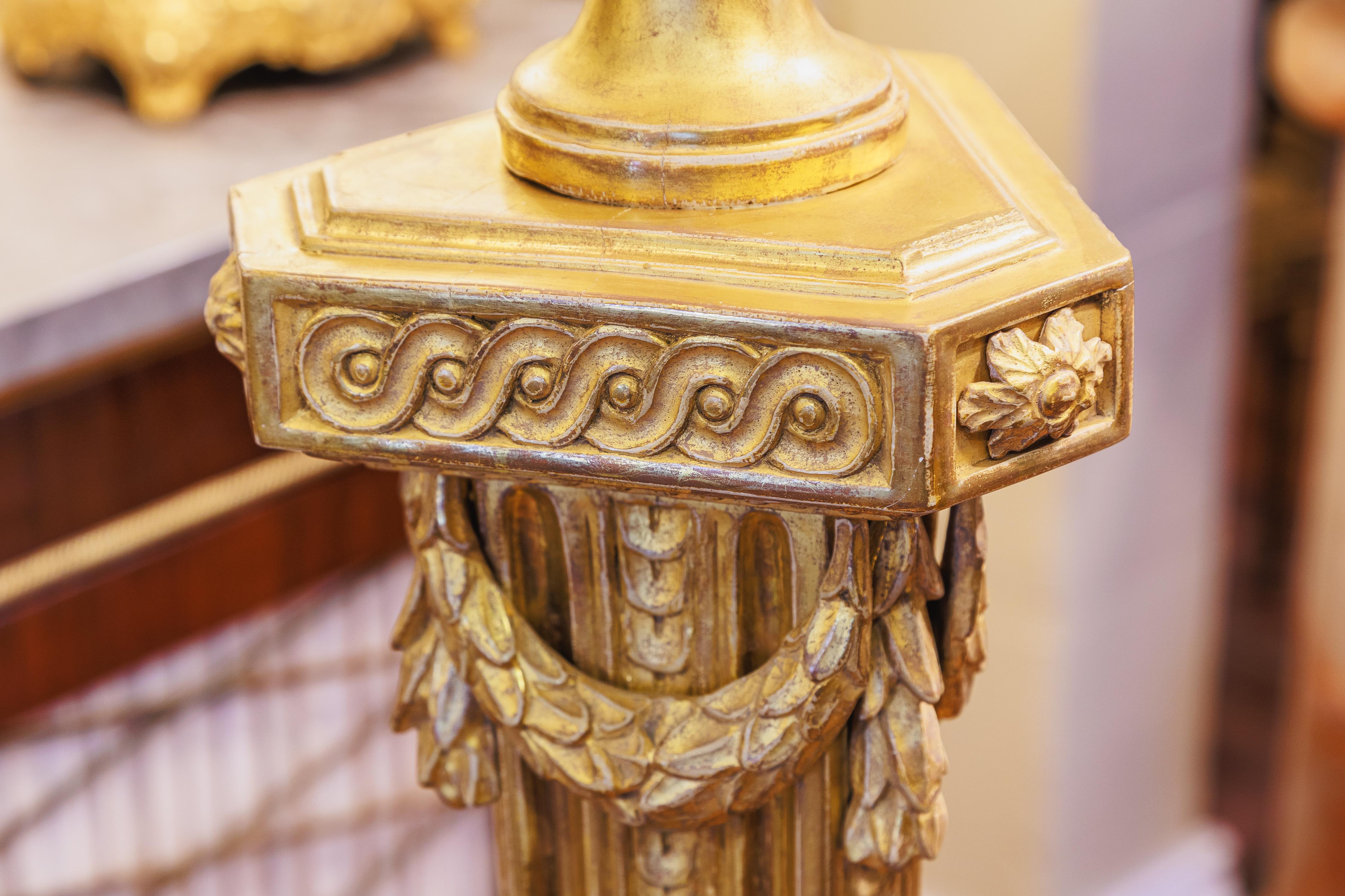 English A  fine pair of 19th century George 111 gilt torchiere floor lamps For Sale