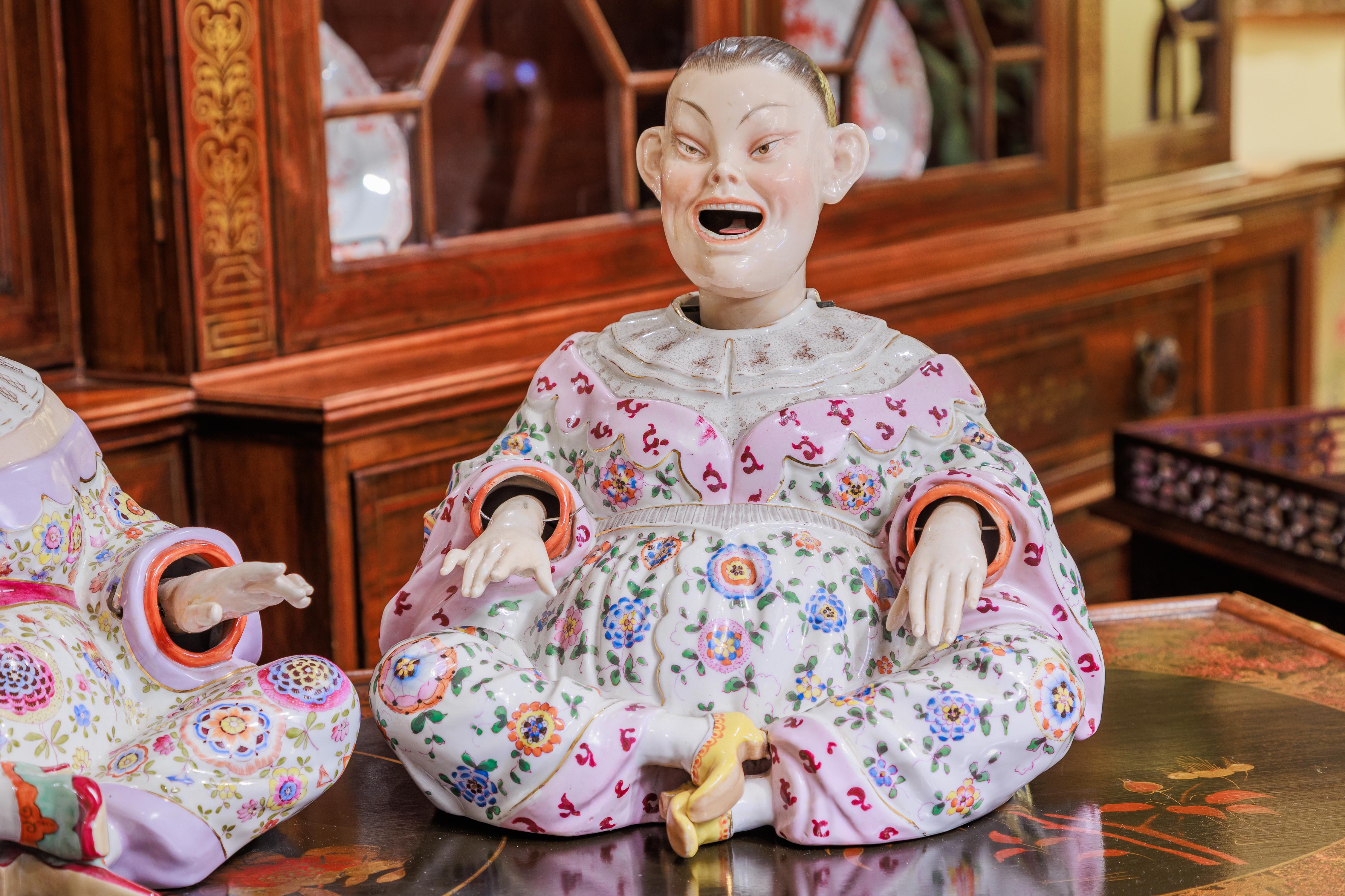 Chinese Export A fine pair of 19th century German porcelain large hand painted Nodders