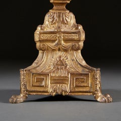 A Pair of 19th Century Gilt Repoussé Candlesticks as Table Lamps
