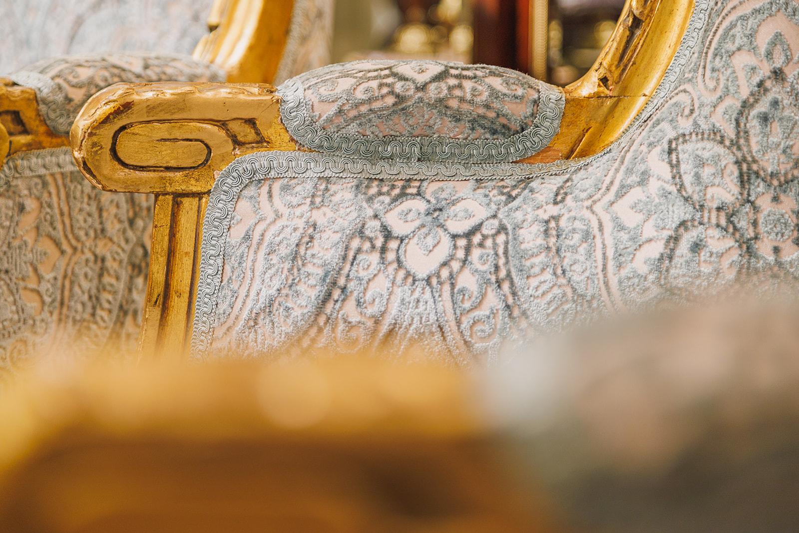 19th Century A fine pair of 19th century Louis XVI water gilt and carved wingchairs  For Sale