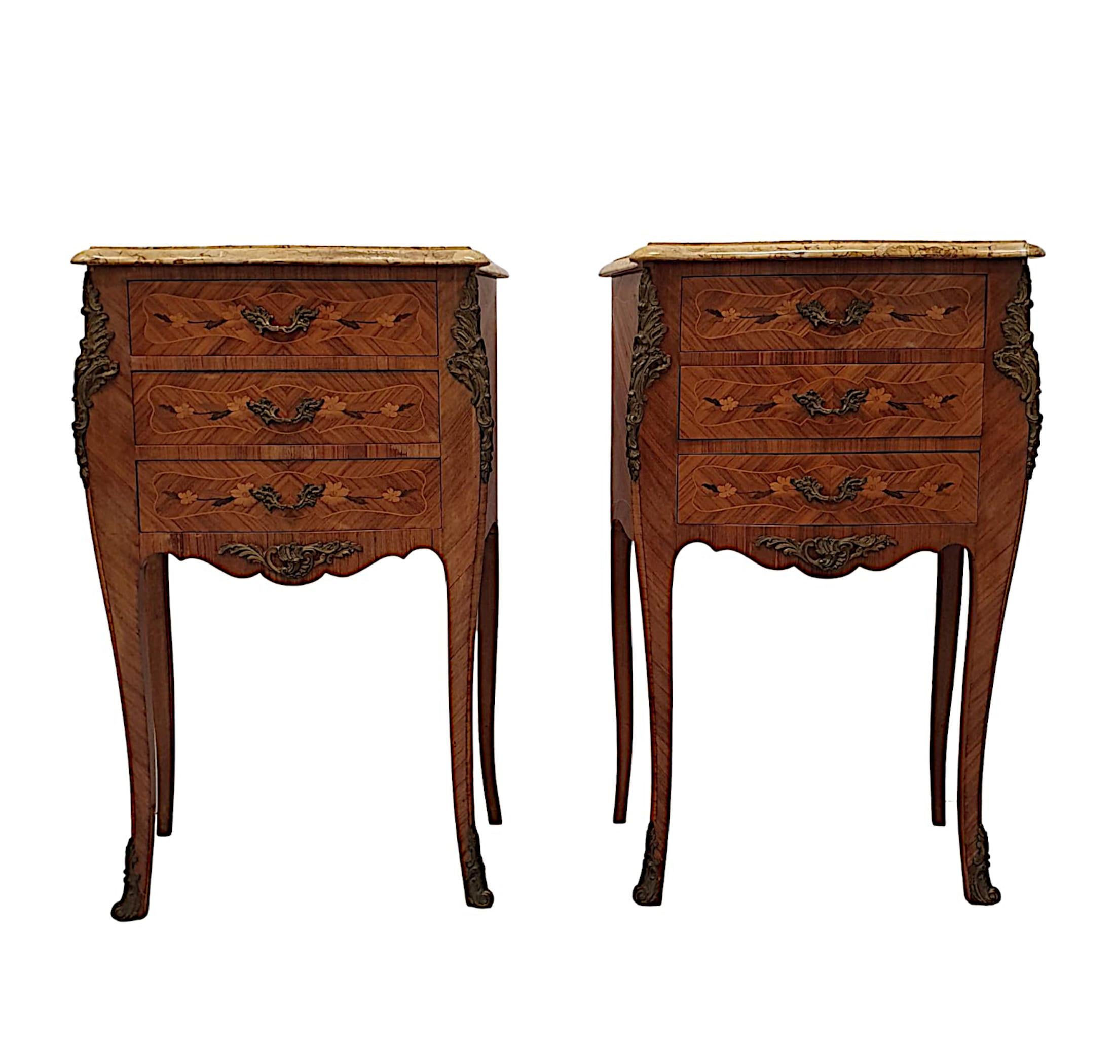 Fine Pair of 20th Century Marble Top Bedside For Sale at 1stDibs