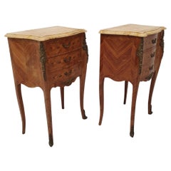 Fine Pair of 20th Century Marble Top Bedside Cabinets