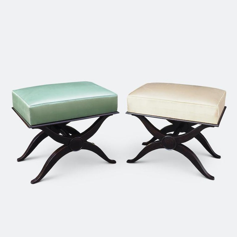Wood Fine Pair of Andre Arbus Footstools For Sale