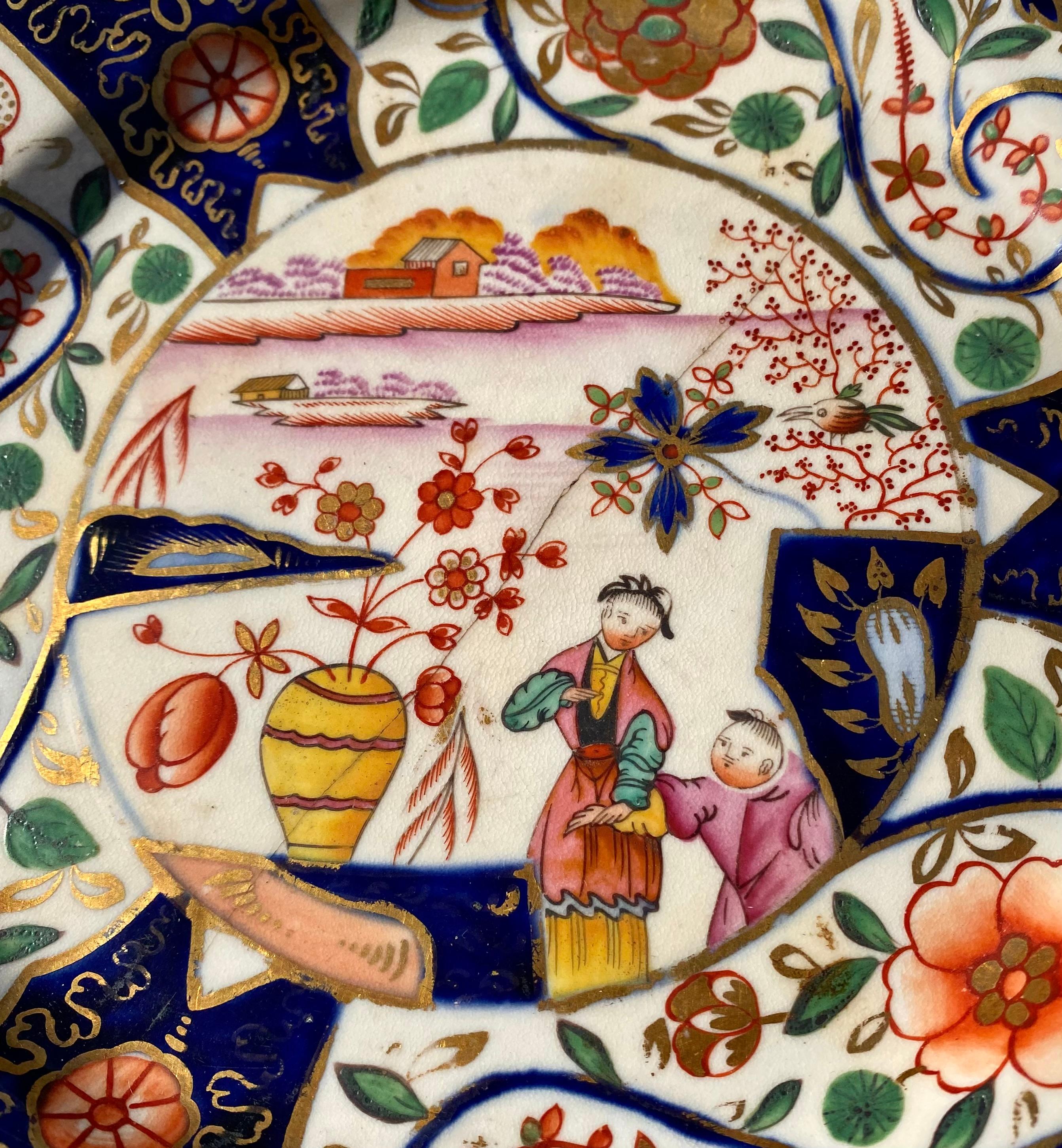 Pareja De Antiguos Platos Redondos Ingleses Chamberlains Worcester Circa 1810 siglo XIX en venta