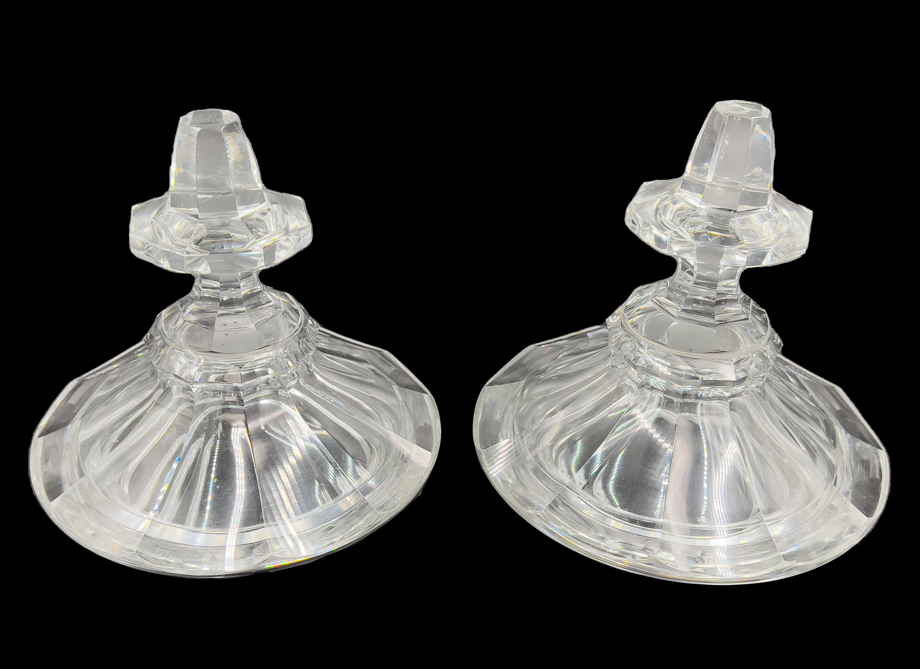 Fine Pair of Bohemian Cut and Etched Lidded Glass Vases, Late 19th/Early 20th  For Sale 6
