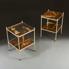 Fine Pair of Brass and Lacquer Etageres