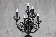 A Fine Pair Of Bronze And Partly Iron Five-Light Candelabras