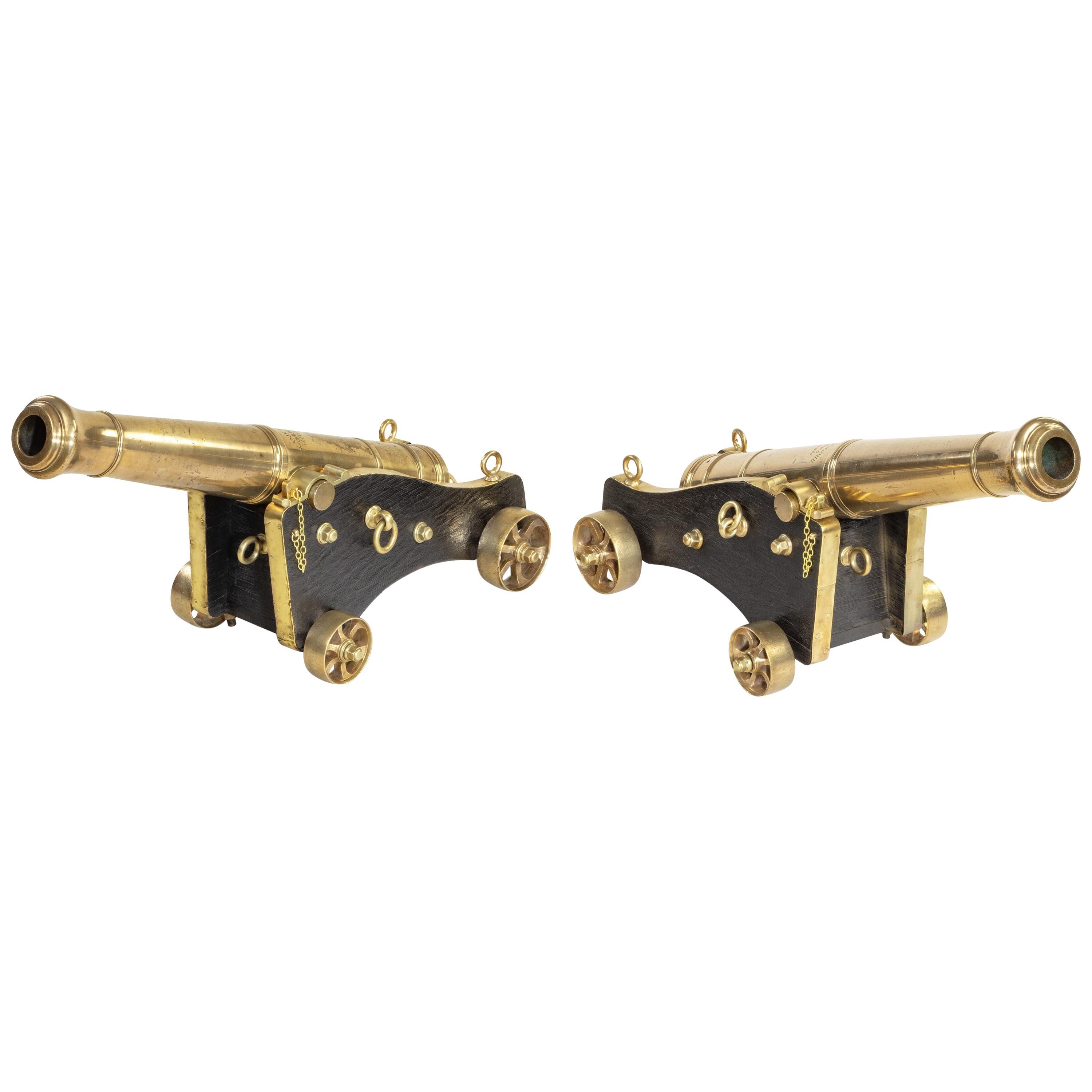 Fine Pair of Bronze Cannon by McAndrew and Woore English, circa 1850 For Sale