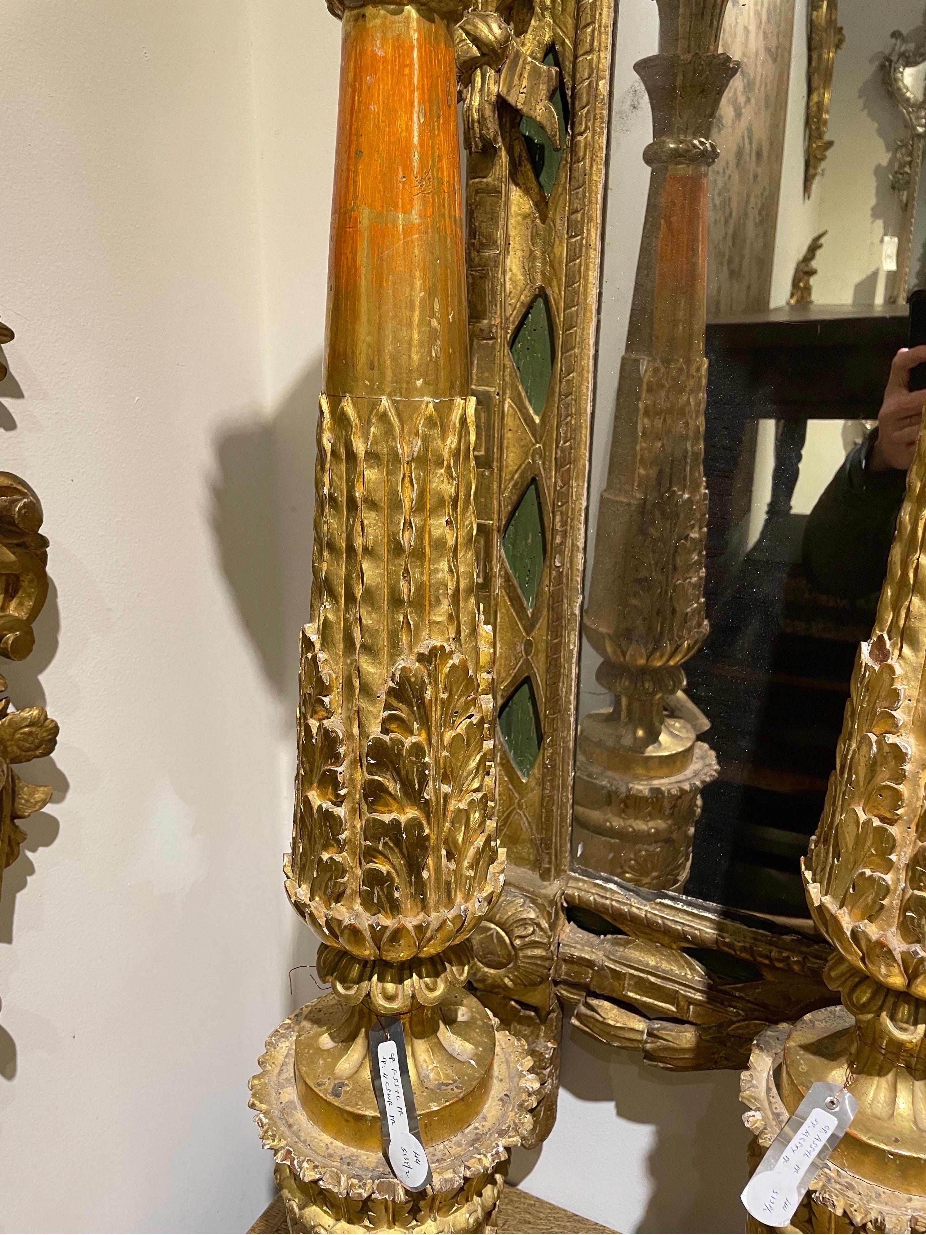 18th Century and Earlier A Fine Pair of Carved Limewood and Gilt Torcheres, Italian Circa 1780 For Sale