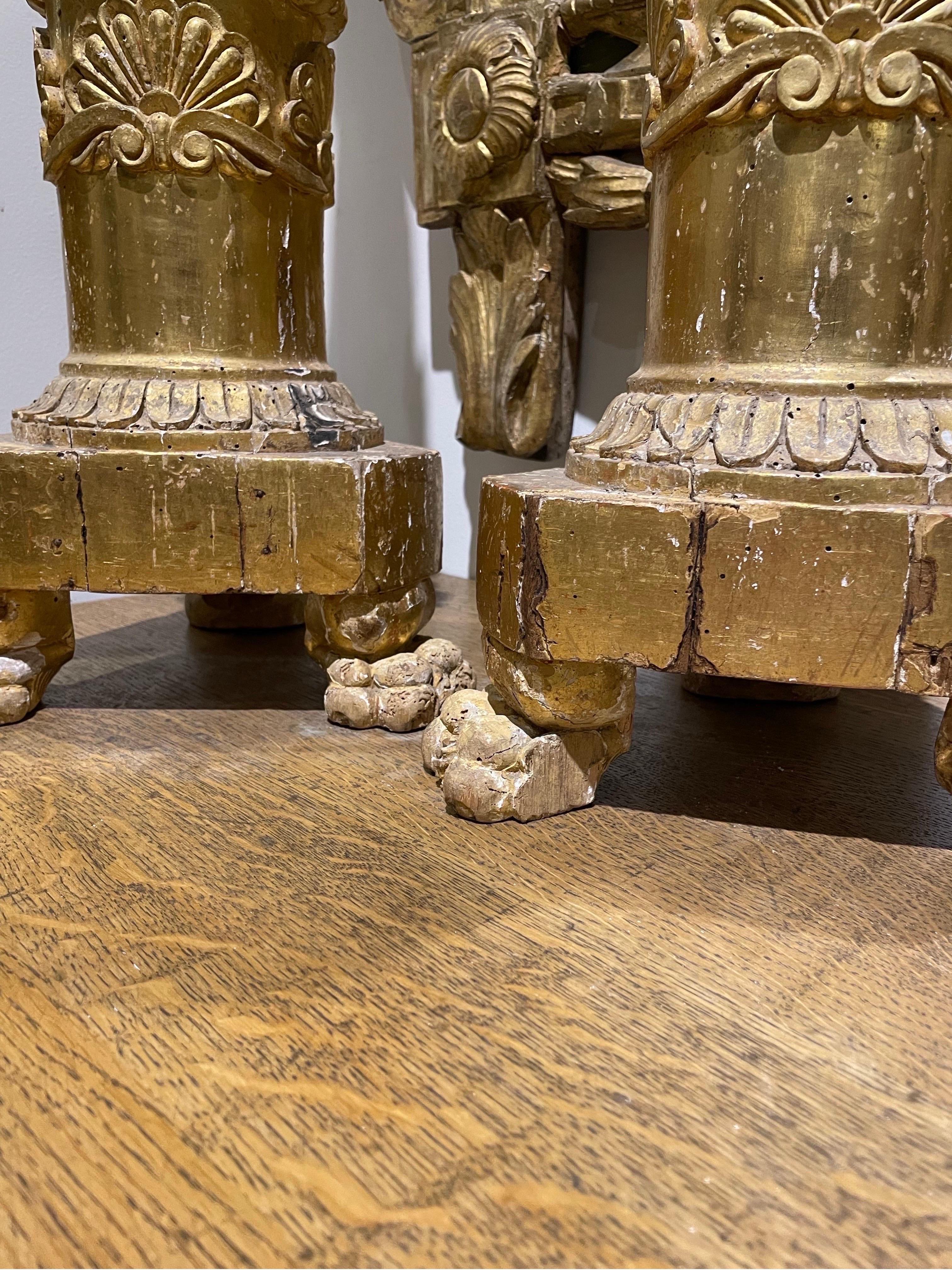 Hardwood A Fine Pair of Carved Limewood and Gilt Torcheres, Italian Circa 1780 For Sale