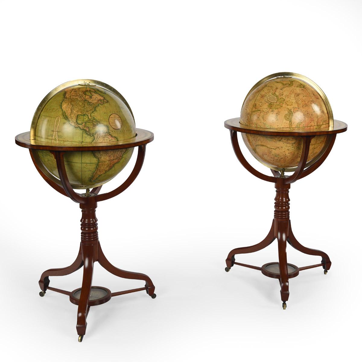 A Fine Pair of Cary Globes, Retailed by Kirk and Mercein of New York c.1816-1820 For Sale 8